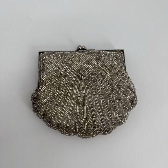 Carlo Fellini Vintage Silver Beaded Clutch Bag Formal Y2k - Picture 1 of 11